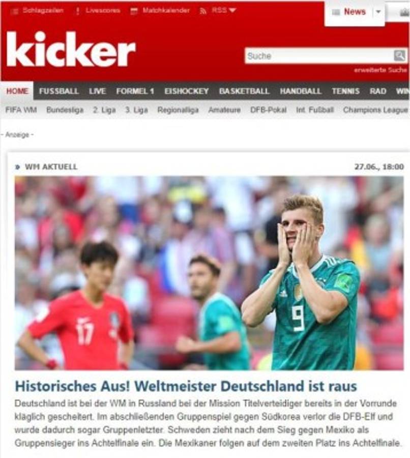 Fiasco y vergüenza: Así reaccionó la prensa alemana tras la histórica eliminación del Mundial