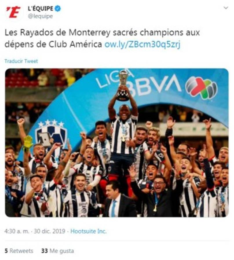 Monterrey campeón: Lo que se dijo en varias partes del mundo sobre el título de Rayados