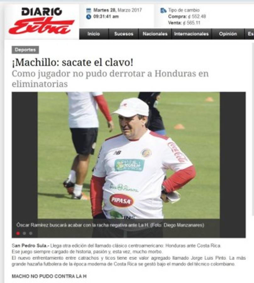 Lo que la prensa de Costa Rica habla previo al juego ante Honduras