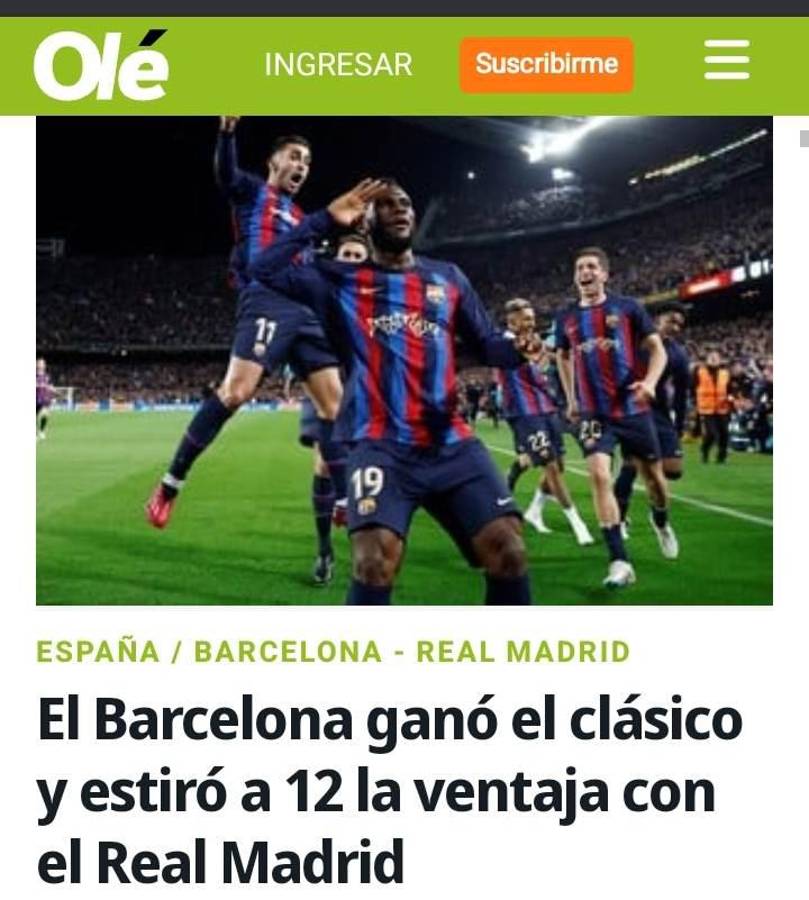 “El ‘presidente’ Kessie sentencia la Liga”: Prensa internacional destaca al Barcelona tras la victoria en el clásico español ante Real Madrid