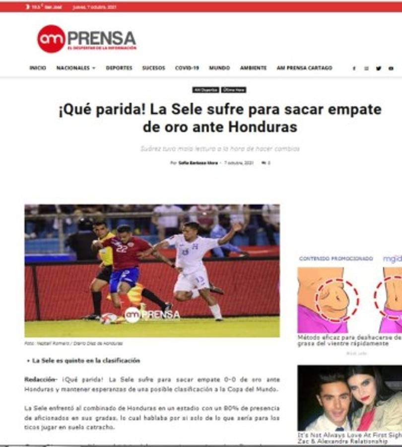 San Keylor, tibio empate y sufriendo: Lo que dice la prensa de Costa Rica del empate con Honduras