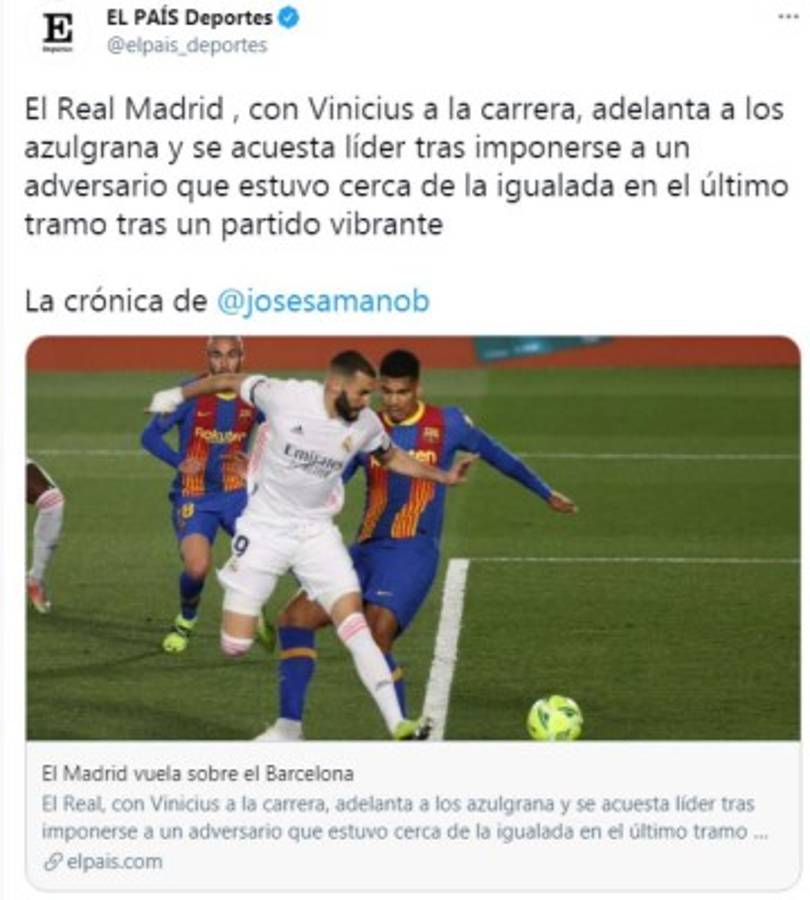 'A estos no hay quien los hunda', prensa mundial tras la victoria del Real Madrid sobre Barcelona