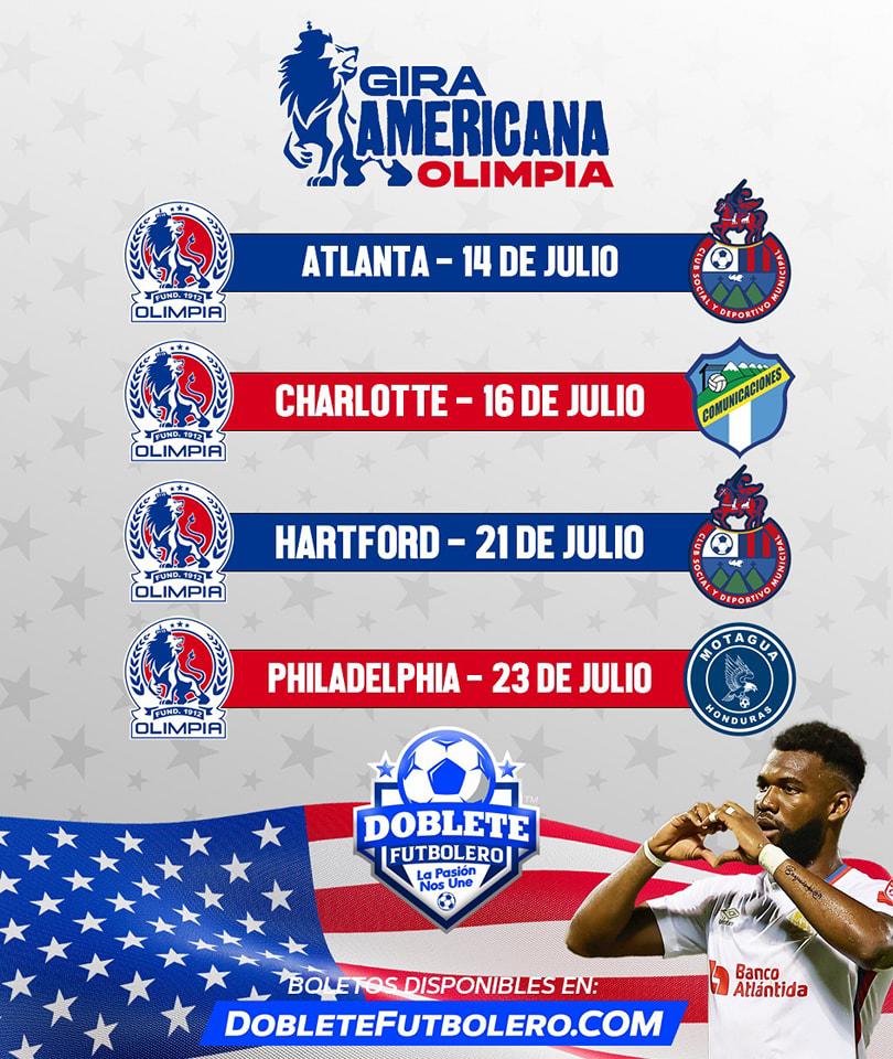 Doblete Futbolero te trae cuatro partidos amistosos de Olimpia en suelo estadounidense previo al inicio del Apertura 2023.