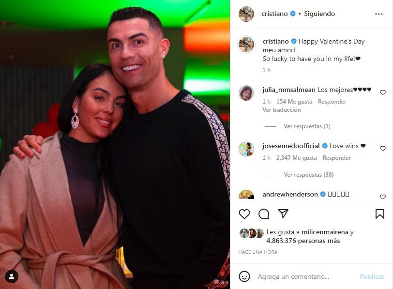 El cariño de Cristiano a Georgina y el sorpresivo mensaje a Wanda: Así disfrutan el día San Valentín los futbolistas