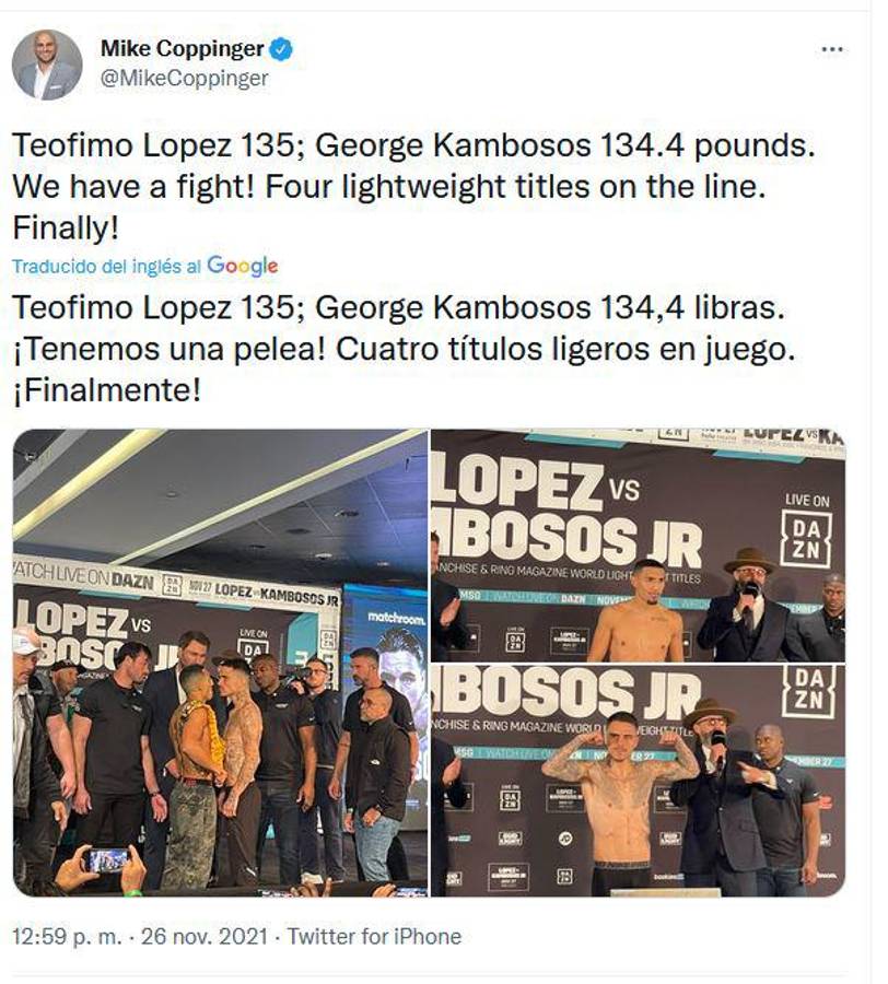 Teófimo López vs Georgie Kambosos, el mensaje de David Faitelson y todo lo que se dice en redes sobre la pelea