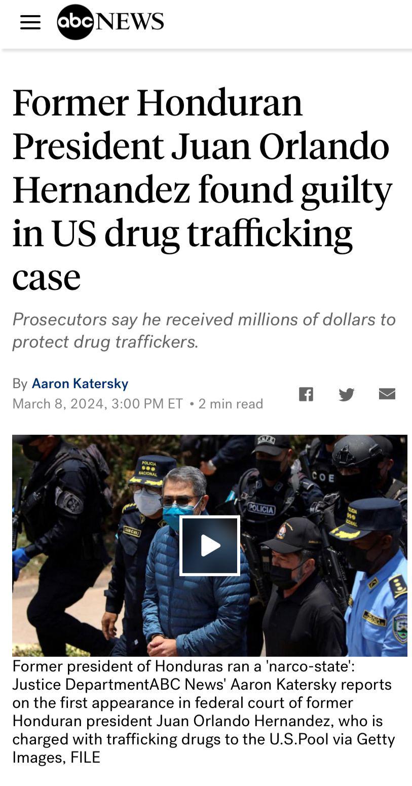 JOH le da la vuelta al mundo: prensa internacional estalla tras hallar culpable al expresidente de Honduras