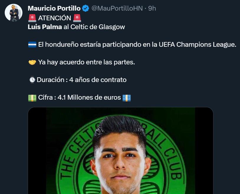 “Luis Palma entre los más caros”, “Jugará Champions League”: La reacción de la prensa al fichaje del hondureño con el Celtic de Escocia