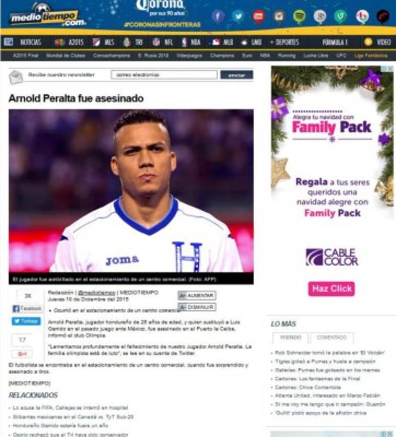 Honduras, en boca de todo el mundo por asesinato de Arnold Peralta