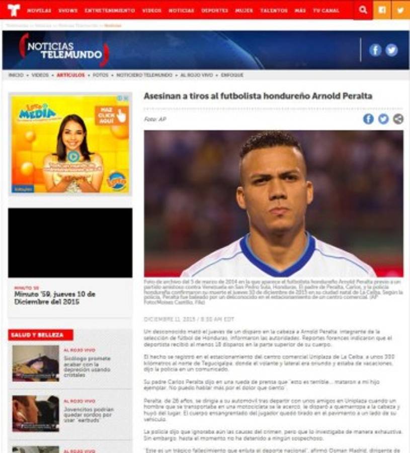 Honduras, en boca de todo el mundo por asesinato de Arnold Peralta