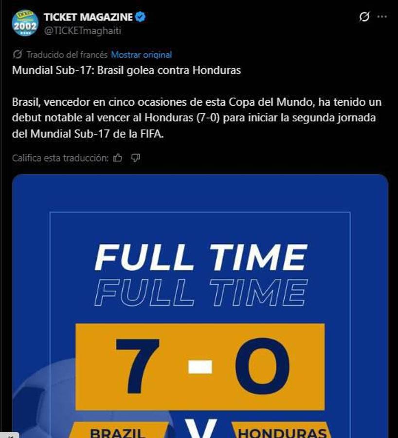 Debut humillante, Pudieron ser 10: lo que dice la prensa tras la goleada de Brasil a Honduras en el Mundial Sub-17