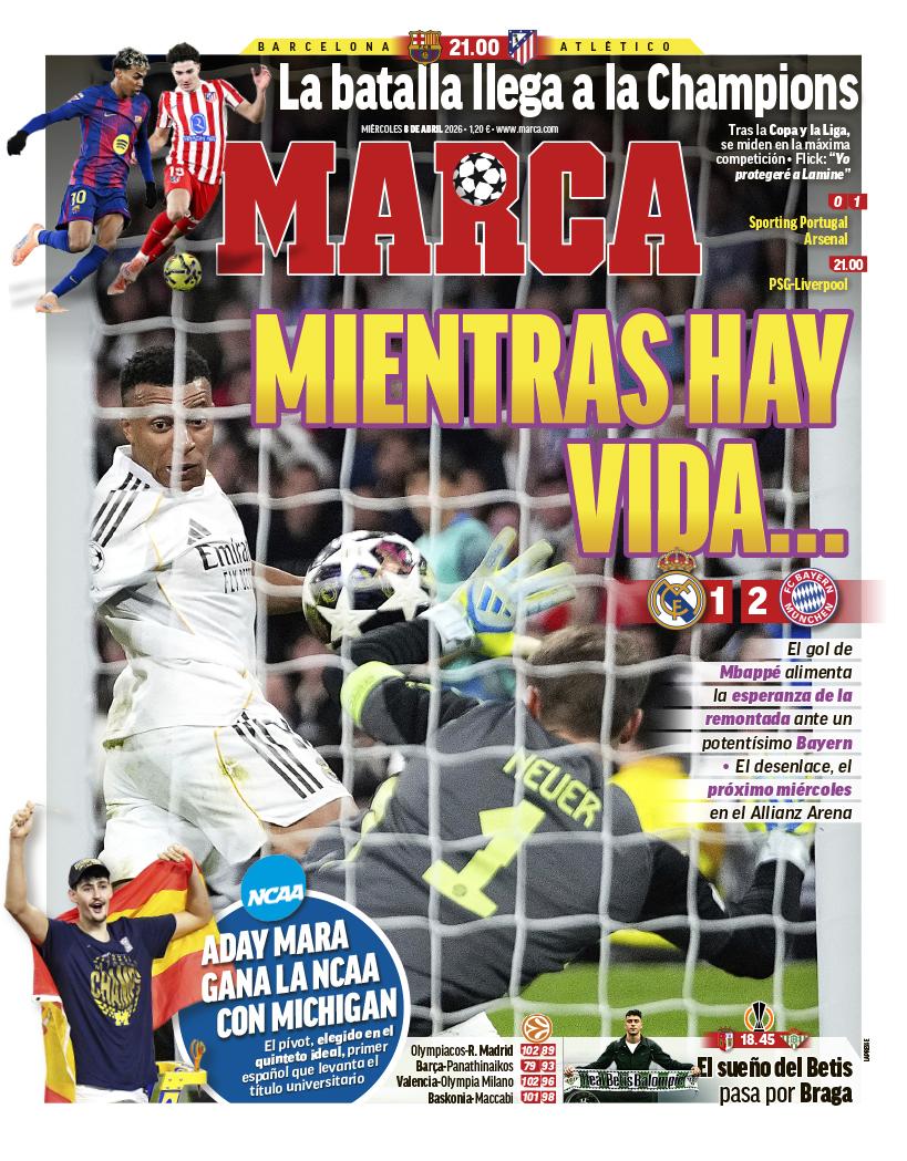Lo que dice la prensa y la burla al Real Madrid tras caer ante Bayern: Toca remontar en Múnich
