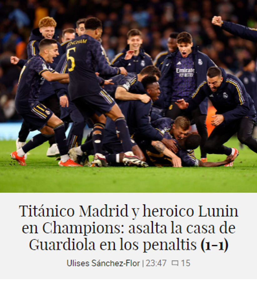 ”No tiene sentido”: lo que dicen los jugadores y medios del triunfo del Real Madrid sobre el City en Champions