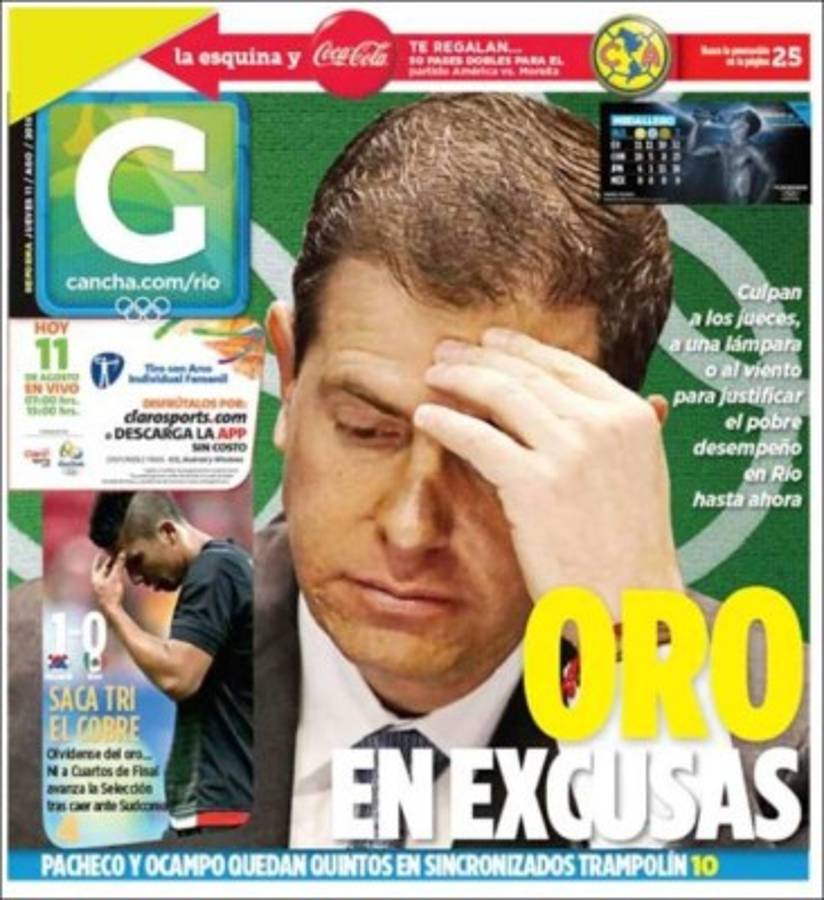 PORTADAS: Argentina llora; Honduras ríe y celebra la clasificación a cuartos de Rio-2016