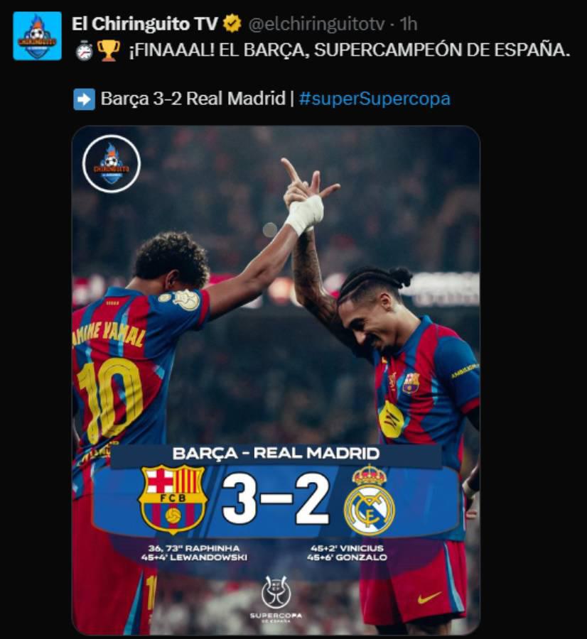 Papá es papá, Mbappé es mal perdedor: reacción de la prensa luego de que Barcelona le gane a Real Madrid la Supercopa