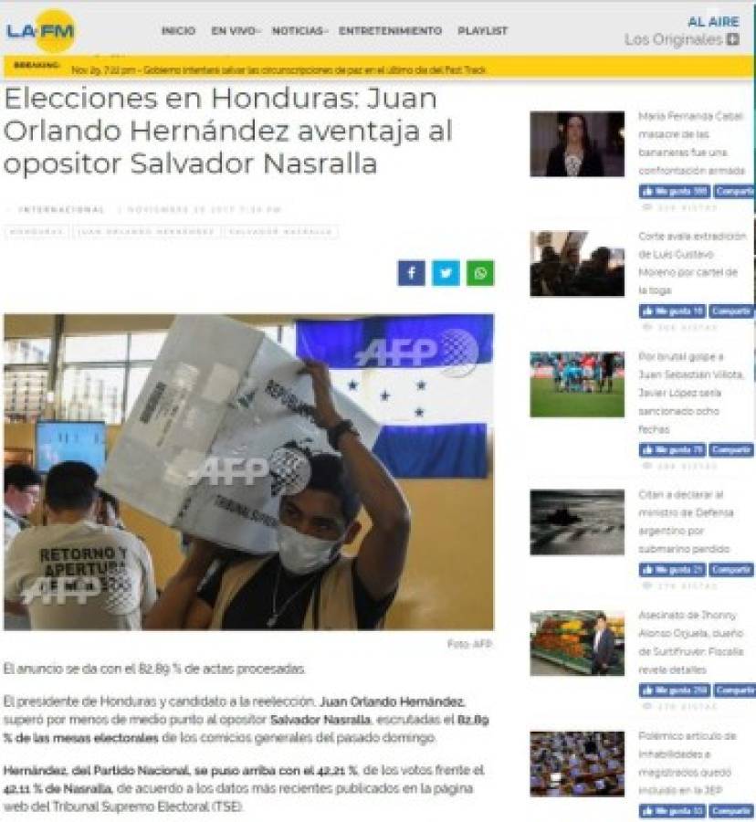 Así titulan medios internacionales remontada de Juan Orlando ante Salvador Nasralla