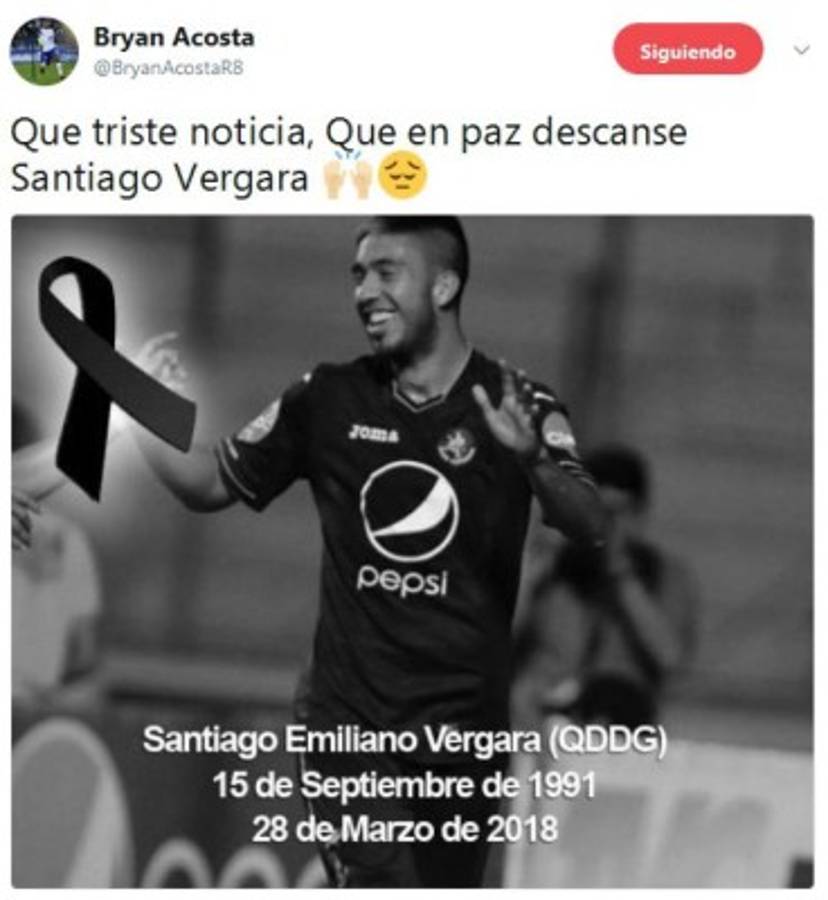 Fútbol hondureño se solidariza en redes tras fallecimiento de Santiago Vergara
