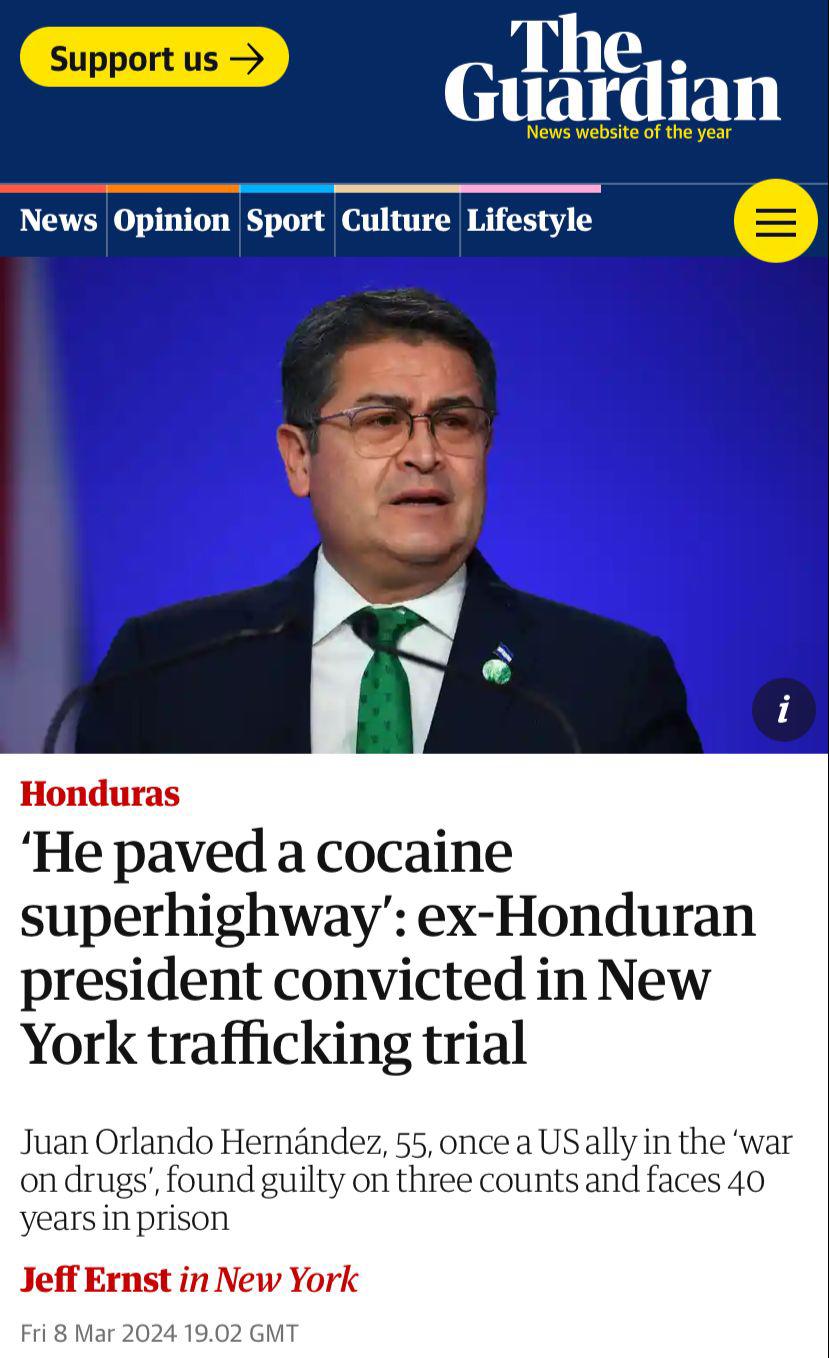 JOH le da la vuelta al mundo: prensa internacional estalla tras hallar culpable al expresidente de Honduras