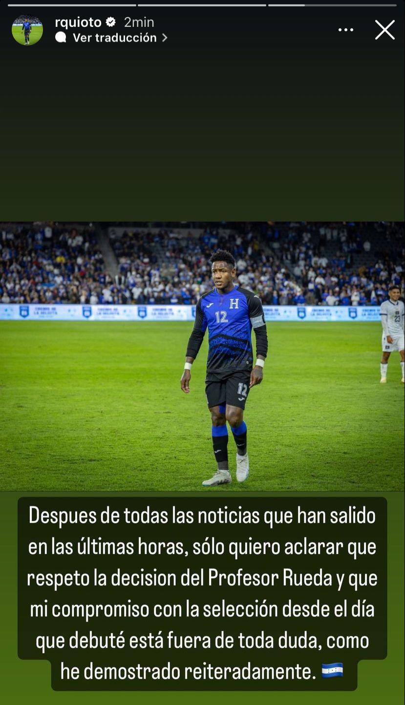 El mensaje de Romell Quioto tras ser separado de la Selección.