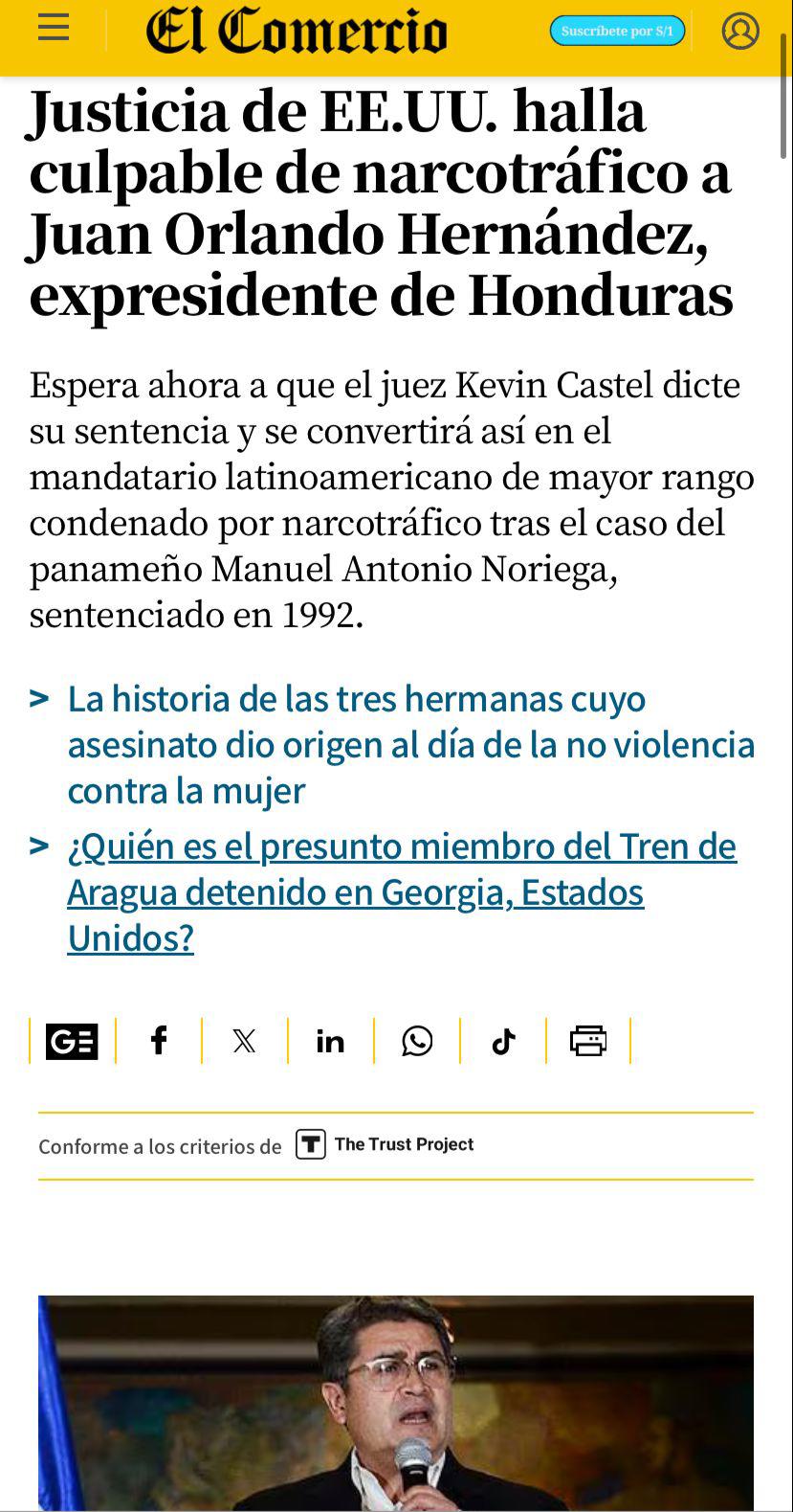 JOH le da la vuelta al mundo: prensa internacional estalla tras hallar culpable al expresidente de Honduras