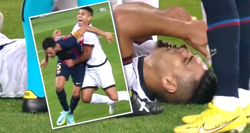 El gesto de Lewandowski tras terminar el partido y codazo de Busquets a Falcao; así fue el penal que pidió todo el Barcelona