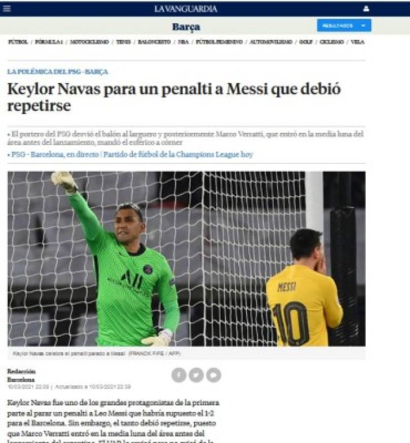 'Gigante y Mejor de la Historia de Concacaf': Lo que dice la prensa de Keylor Navas tras pararle penal a Messi