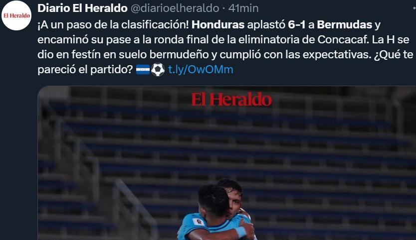 ¿Era para goleada? Prensa deportiva reacciona a la victoria de Honduras vs Bermudas: “Rueda logró triunfo aplastante”