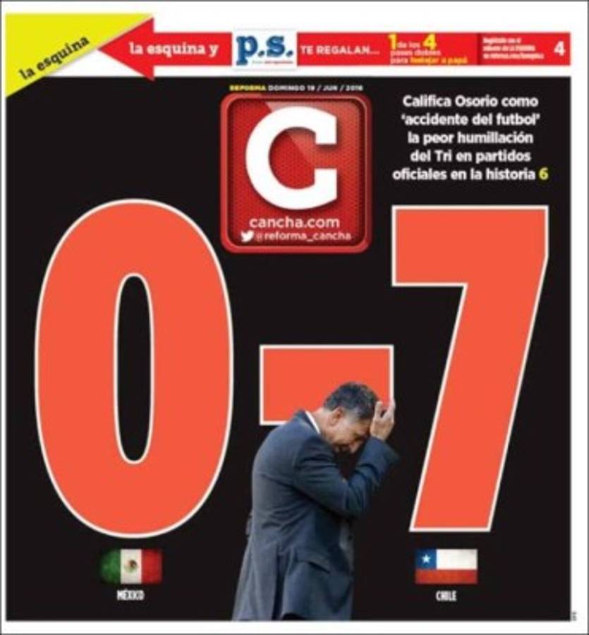 Diarios mexicanos destrozan a su selección en sus portadas tras la goleada ante Chile
