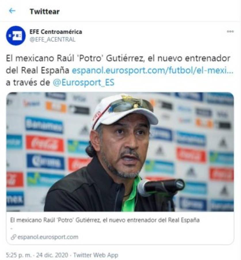 En México dicen que el 'Potro' Gutiérrez viene a dirigir a un lugar 'exótico” con Real España