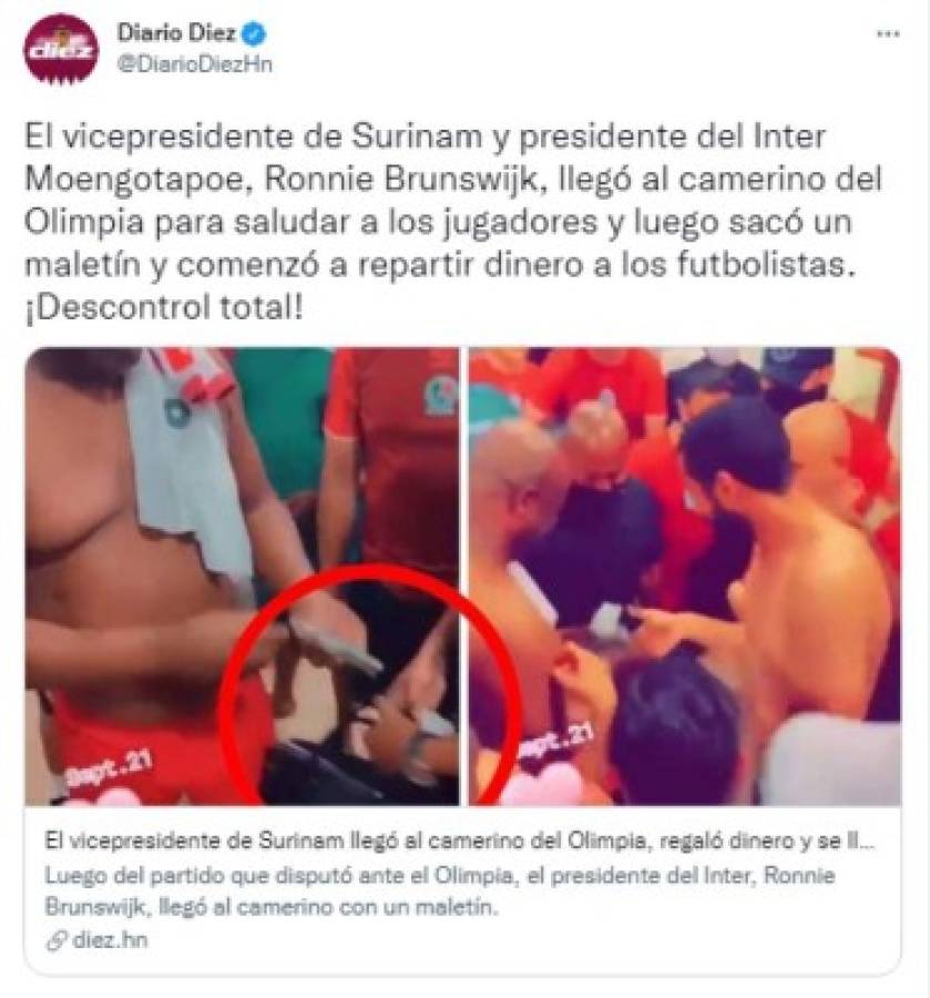 'Un equipo grande no puede dar esta imagen, genera vergüenza y pena': prensa deportiva explota luego de que vicepresidente de Surinam regalara dinero al Olimpia  