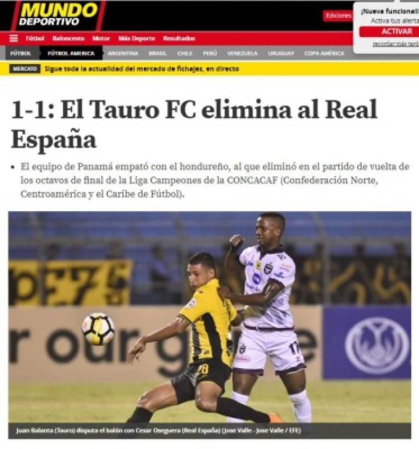 PORTADAS: Así titulan los medios la eliminación de Real España por Tauro