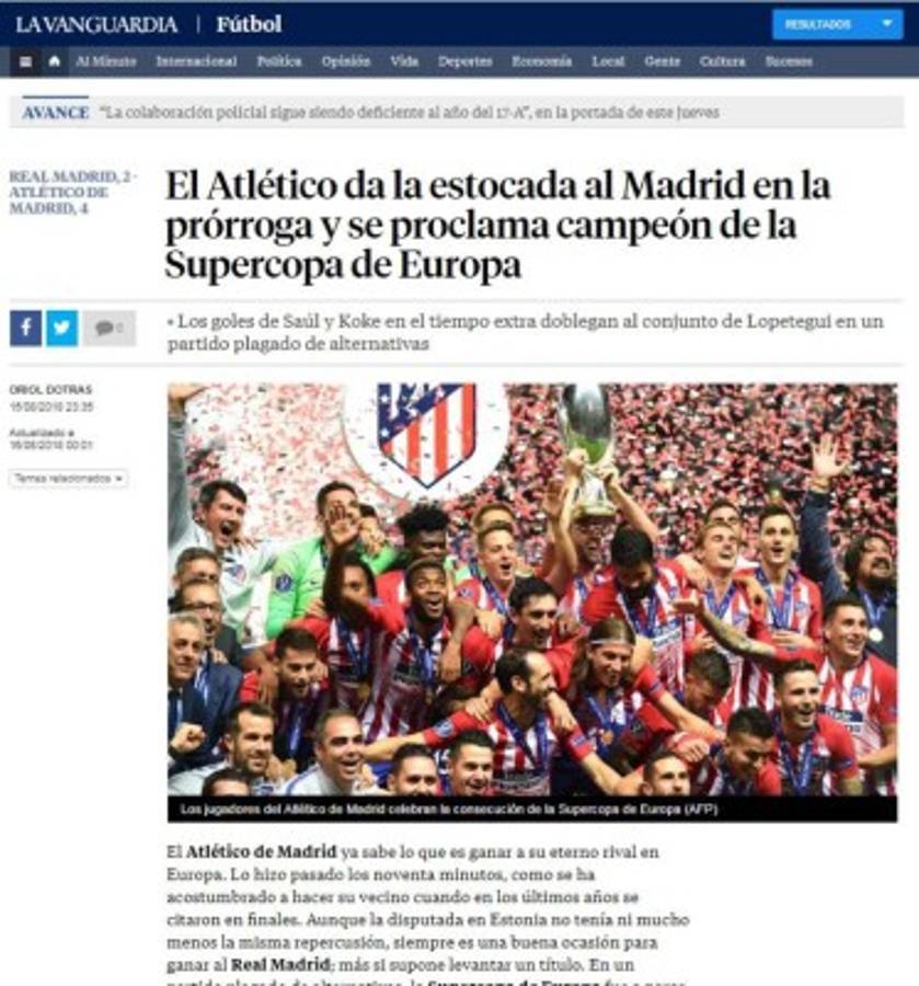 PORTADAS: Así titulan los diarios la derrota del Real Madrid ante el Atlético