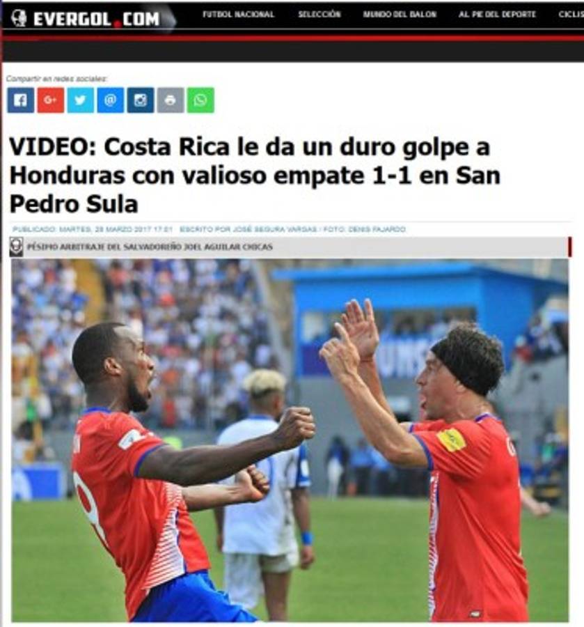 Como 'punto de oro' califica prensa tica empate ante Honduras