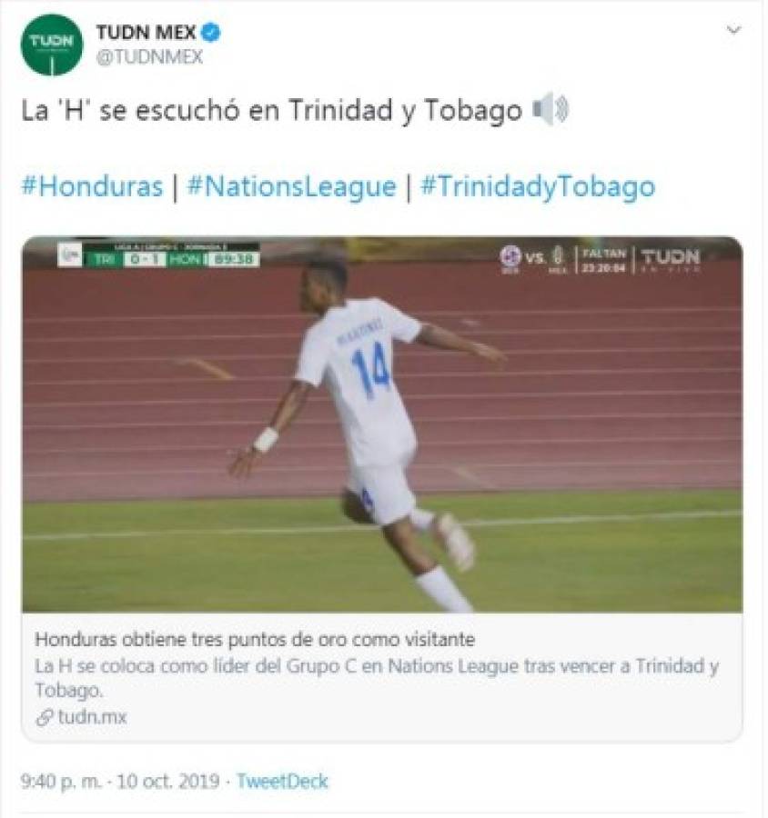 Luego del triunfo ante Trinidad y Tobago, esto dicen los medios sobre Honduras