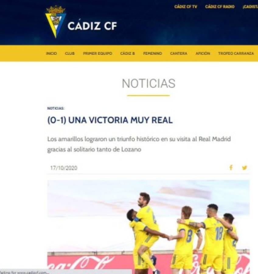 Lo que dijo la prensa mundial sobre el triunfo del Cádiz ante Real Madrid gracias al 'Choco' Lozano