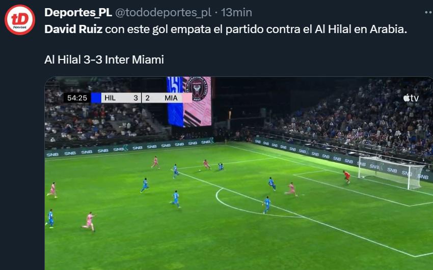 “Lo celebró con Messi”: Prensa internacional se rinde tras el golazo de David Ruiz con Inter Miami ante Al Hilal