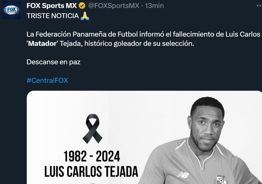 “Vuela alto, Matador”: El mundo del fútbol llora la muerte de Luis Tejada, mundialista con Panamá en Rusia 2018