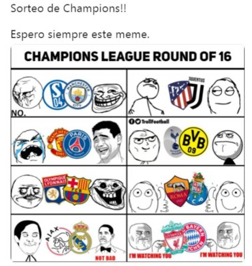 Los divertidos memes que dejó el sorteo de los octavos de final de la Champions