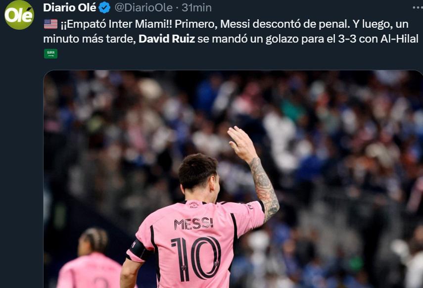 “Lo celebró con Messi”: Prensa internacional se rinde tras el golazo de David Ruiz con Inter Miami ante Al Hilal