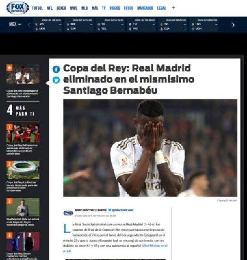 'Fracasotote' y 'Humillante': Lo que dice la prensa de la eliminación del Real Madrid