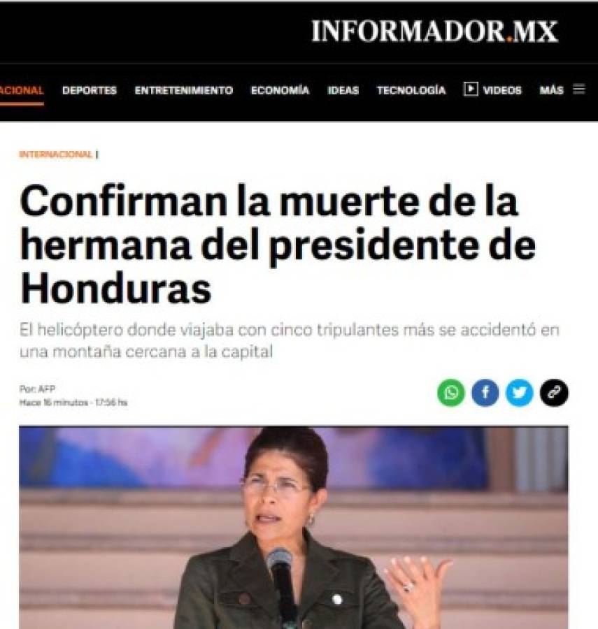 La prensa internacional reacciona impactada por la muerte de Hilda Hernández