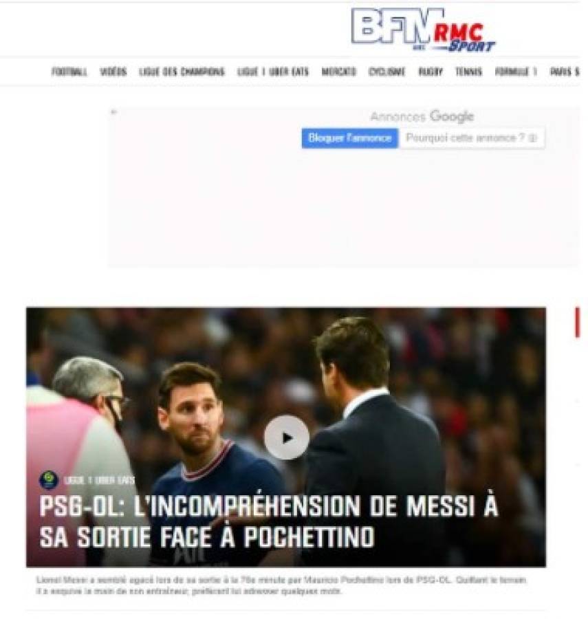 En Francia son crueles con Messi: lo bautizan de 'intermitente' y critican su rendimiento; no se olvidan del gesto a Pochettino  