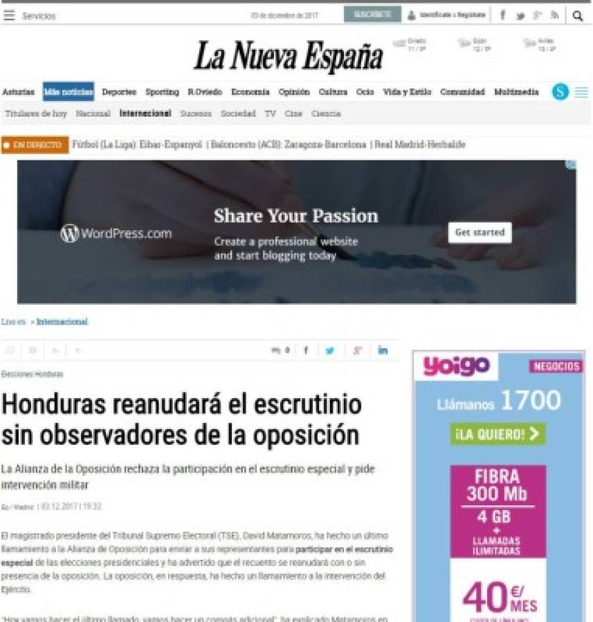 Así se refieren los medios internacionales de lo que pasa en Honduras