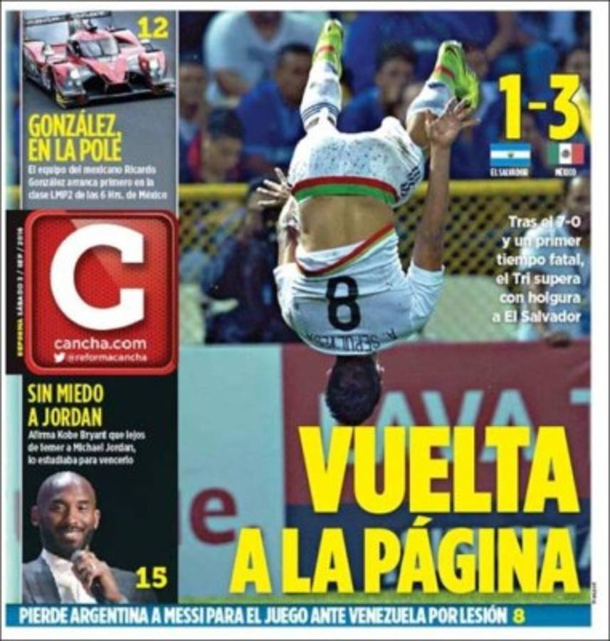 Portadas: Tristeza y dramatismo en El Salvador; en México, poca euforia