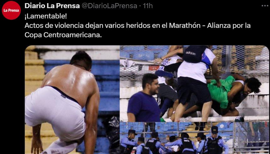 Prensa salvadoreña divulga nuevas imágenes del zafarrancho Marathón - Alianza y arremeten: “Reprochable”
