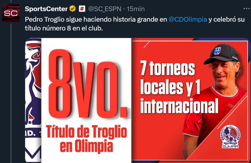 Prensa internacional se rinde ante el Olimpia de Troglio: “Leyenda total”, “No para de dar vueltas”