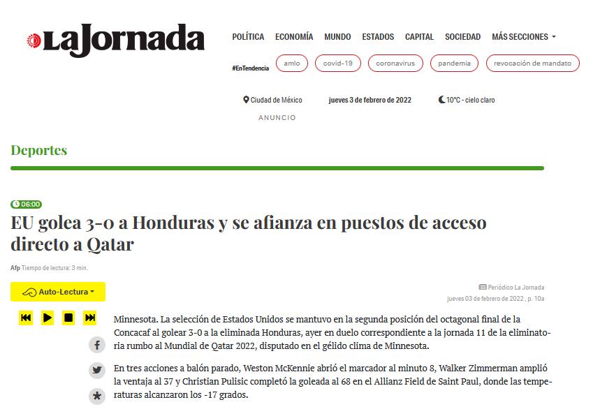 “Trampa mortal y escándalo”: Lo que amaneció diciendo la prensa mundial de la derrota de Honduras ante EUA