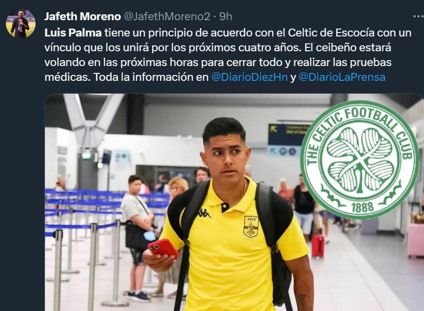 “Luis Palma entre los más caros”, “Jugará Champions League”: La reacción de la prensa al fichaje del hondureño con el Celtic de Escocia