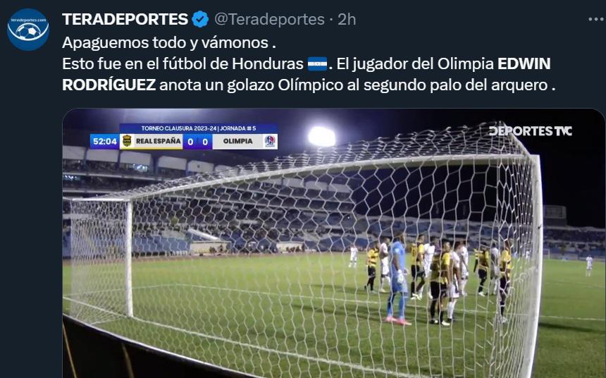 “Descomunal”, “Memorable”: Prensa de Honduras e internacional se rinde ante golazo olímpico de Edwin Rodríguez