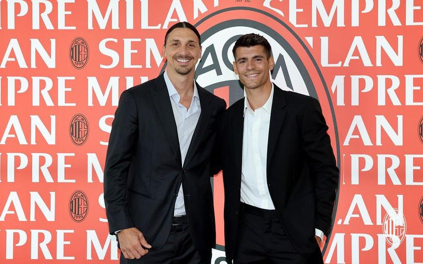 Zlatan Ibrahimovic y Álvaro Morata cuando compartieron en el Milan.
