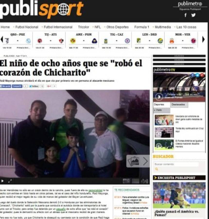 Gesto de Chicharito Hernández en Honduras le dio la vuelta a México